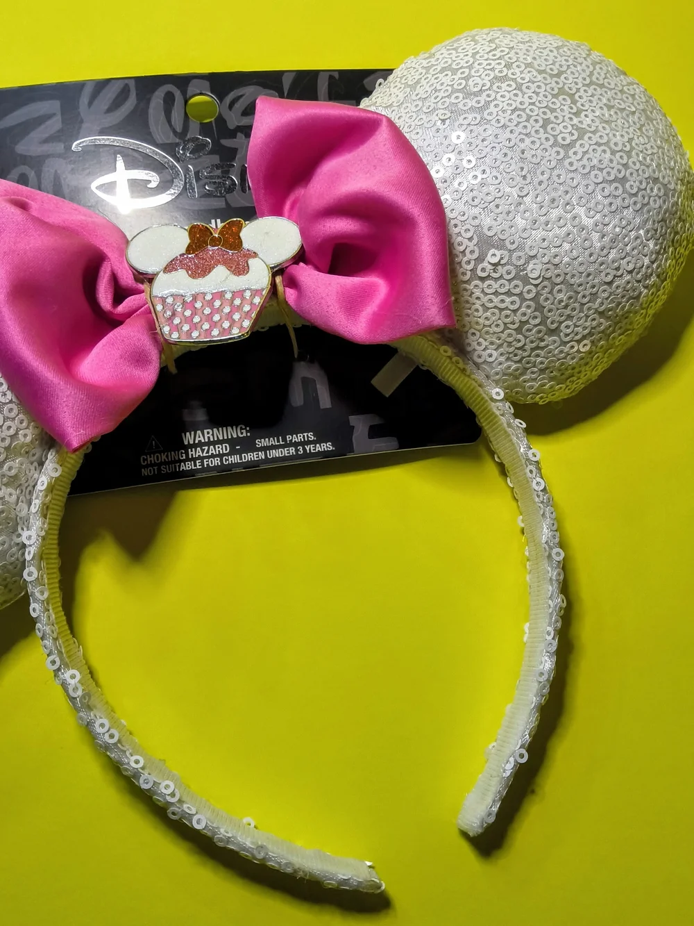 Sequin Minnie Ear Headband with Hot Pink Bow..
